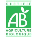 Logo officiel 'AB Certifié Agriculture Biologique', label garantissant des produits issus de l'agriculture biologique en France.