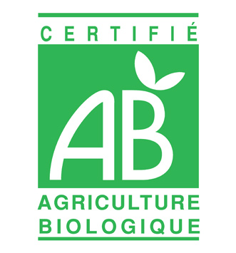 Logo officiel 'AB Certifié Agriculture Biologique', label garantissant des produits issus de l'agriculture biologique en France.